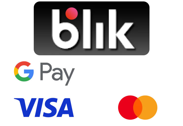 Blik, Visa, Mastercard, G pay, Apple pay